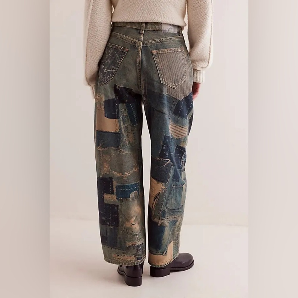 NWT Free People We The Free Illusions Printed Relaxed Jeans - Picture 4 of 8